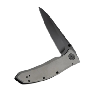 Pocketknife - Steel Drop Point Plain Edge Blade, Assisted Opening, Frame Lock EDC (Grey/Black)